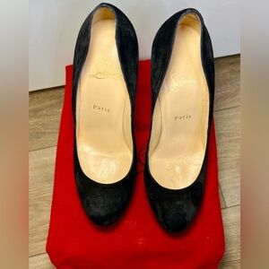 Christian Louboutin Biancazip 140 Veau Velours Black Suede Pumps Sz 40 / 9.5 US